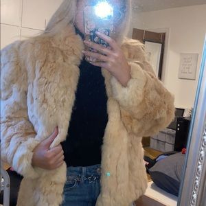 Real rabbit fur vintage coat